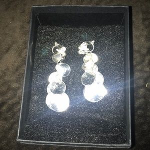 Clip on dangle dangly earrings silver!! Sparkly!